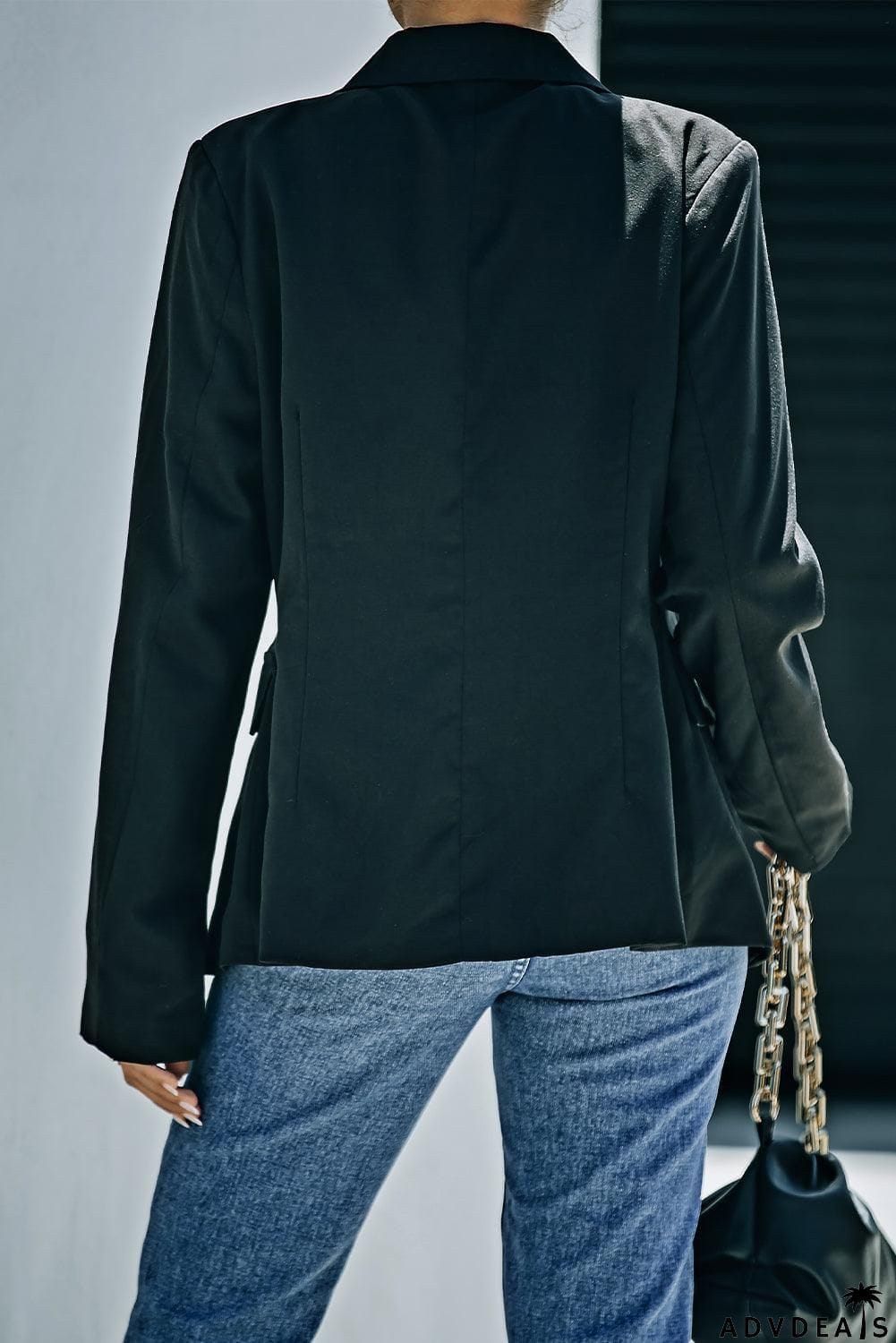 Double-Breasted Padded Shoulder Blazer