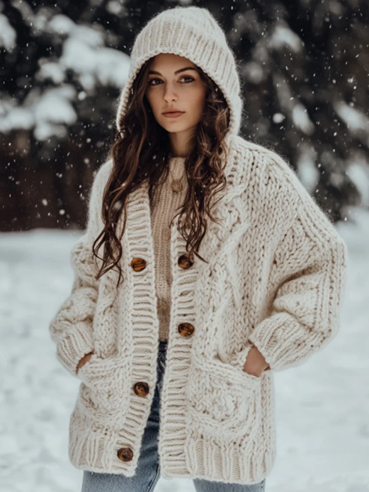 Vintage Island Jacquard Buttons Sweater Cardigan