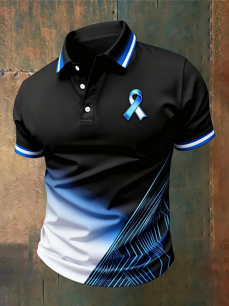 Men's Diabetes Awareness Button-Down Short-Sleeve Polo Shirt socialshop