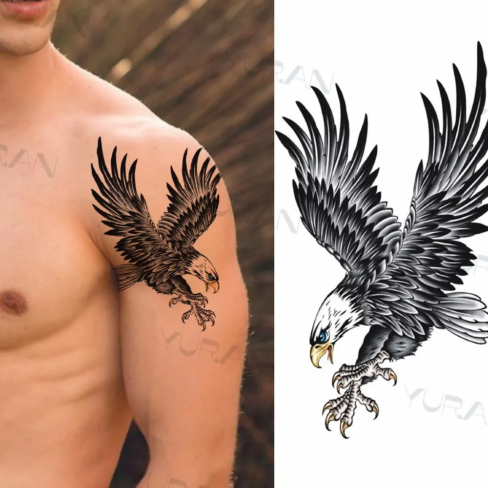 Sdrawing Tiger Flower Temporary Tattoo For Men Adult Fake Cat Dragon Tiger Eagle Wolf Tattoo Sticker Water Transfer Tatoo Paste
