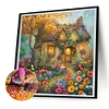 Cottage pittoresque dans les fleurs-perçage rond peinture diamant-30 * 30cm