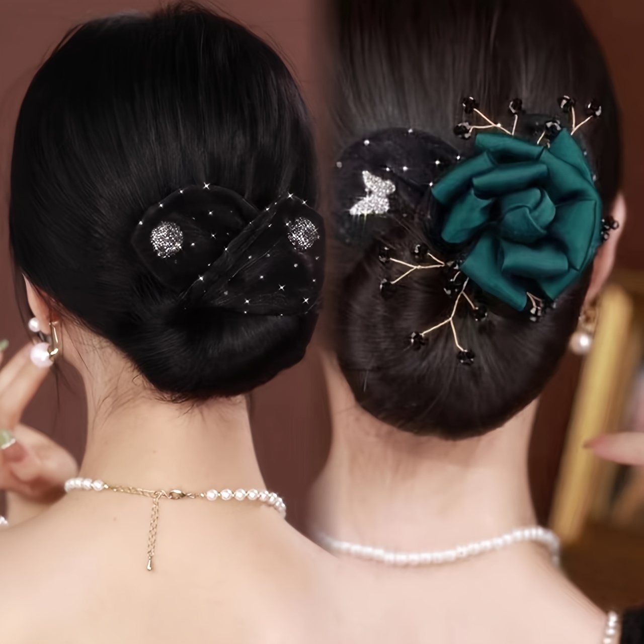 Stylish Hair Accessories, Flower Decorative Hair Bun Maker, Sparkling Rhinestone Twist Hair Clip, Vintage Hair Styling Accessories For Women And Girls