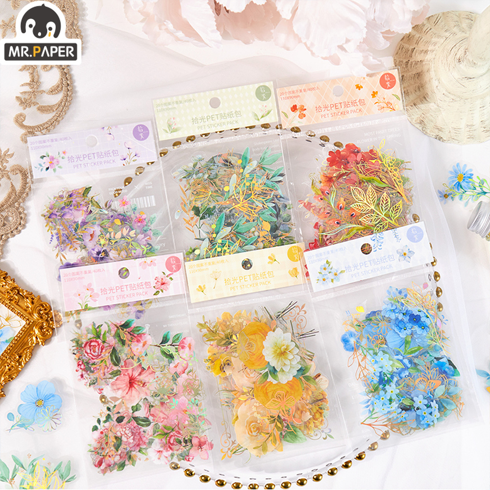  40Pcs/Bag Aesthetic Flower Stickers Set-Himinee.com