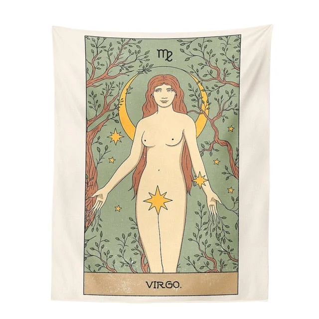 Tarot Constellation Tapestry Tarot Card Tapestry Boho Tapestry Wall Hanging Trippy Divination Beach Mat Sun Moon Wall Decor