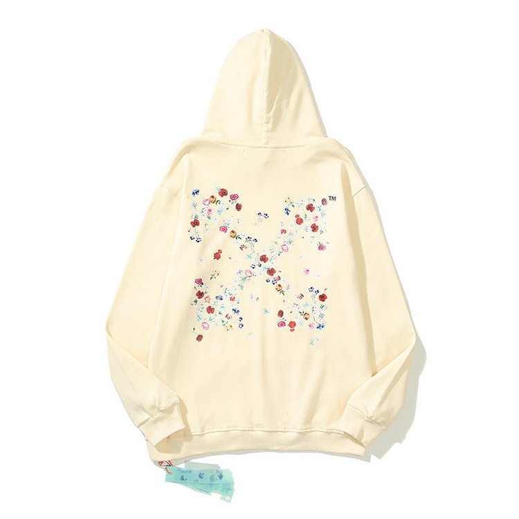 off White Hoodie Autumn off Arrow Print Hooded Loose Sweater Coat