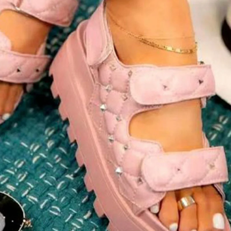 Pink Fashion Casual Patchwork Opend Comfortable Out Door Wedges Shoes | EGEMISS
