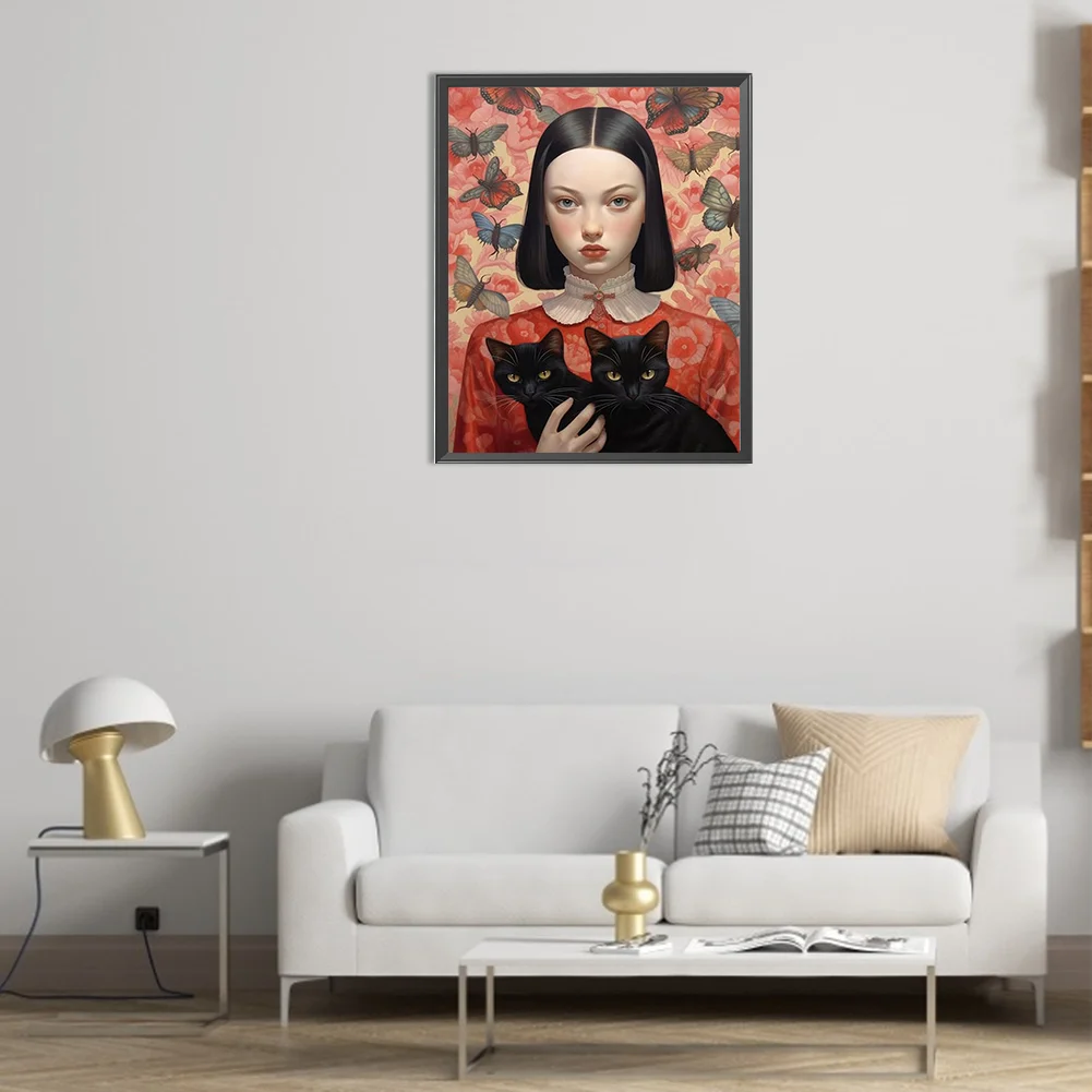 Partial AB Diamond Painting - Full Round Drill - Butterfly Girl(Canvas|45*55cm)