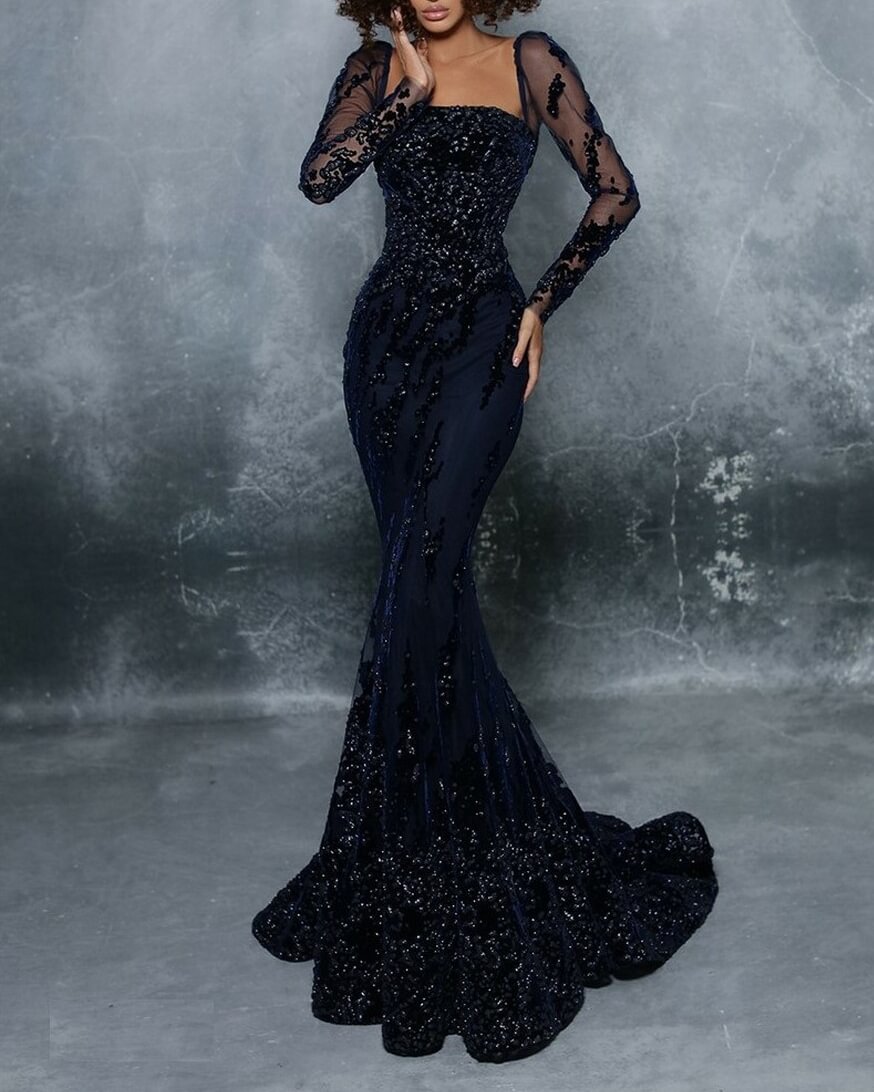 Embellished Mermaid Gown Evening Dress