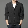 New men's long sleeve cardigan pocket turtleneck solid color sweater