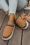 Women's Contrast Stitch Detail Faux Suede Plush Winter Clog Slippers