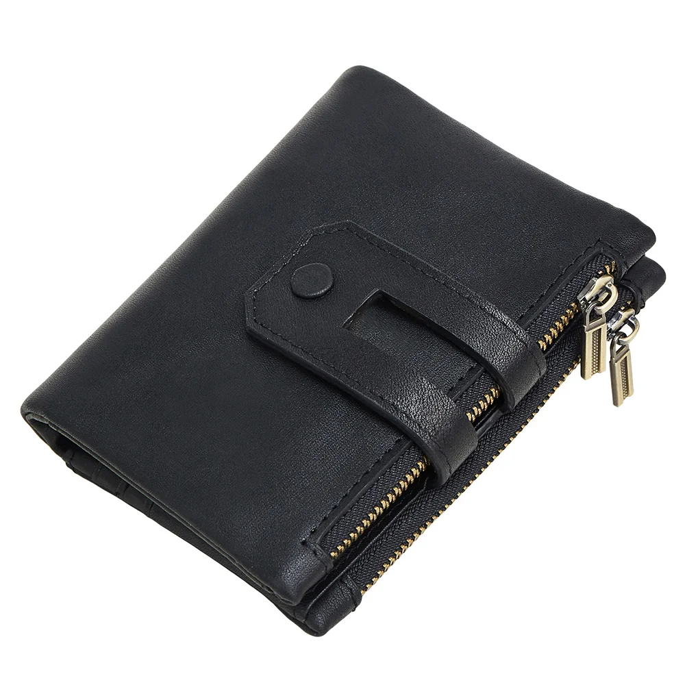 Men's wallet rfid leather wallet casual fashion double zipper multi card slot retro clutch