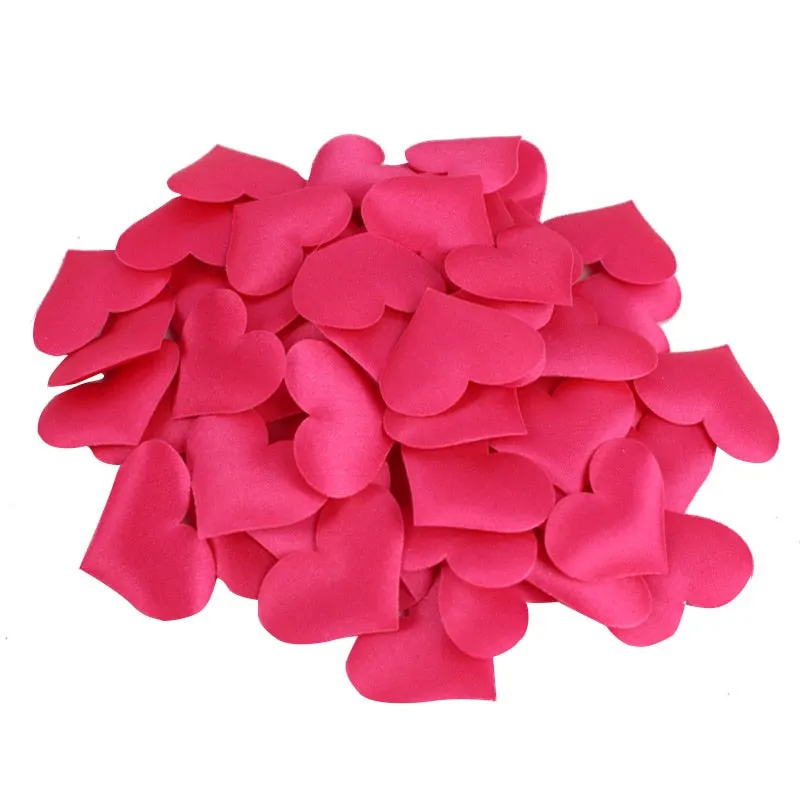 100Pcs 35mm Romantic Sponge Satin Fabric Heart Petals Wedding Confetti Table Bed Heart Petals Wedding Valentine Decoration