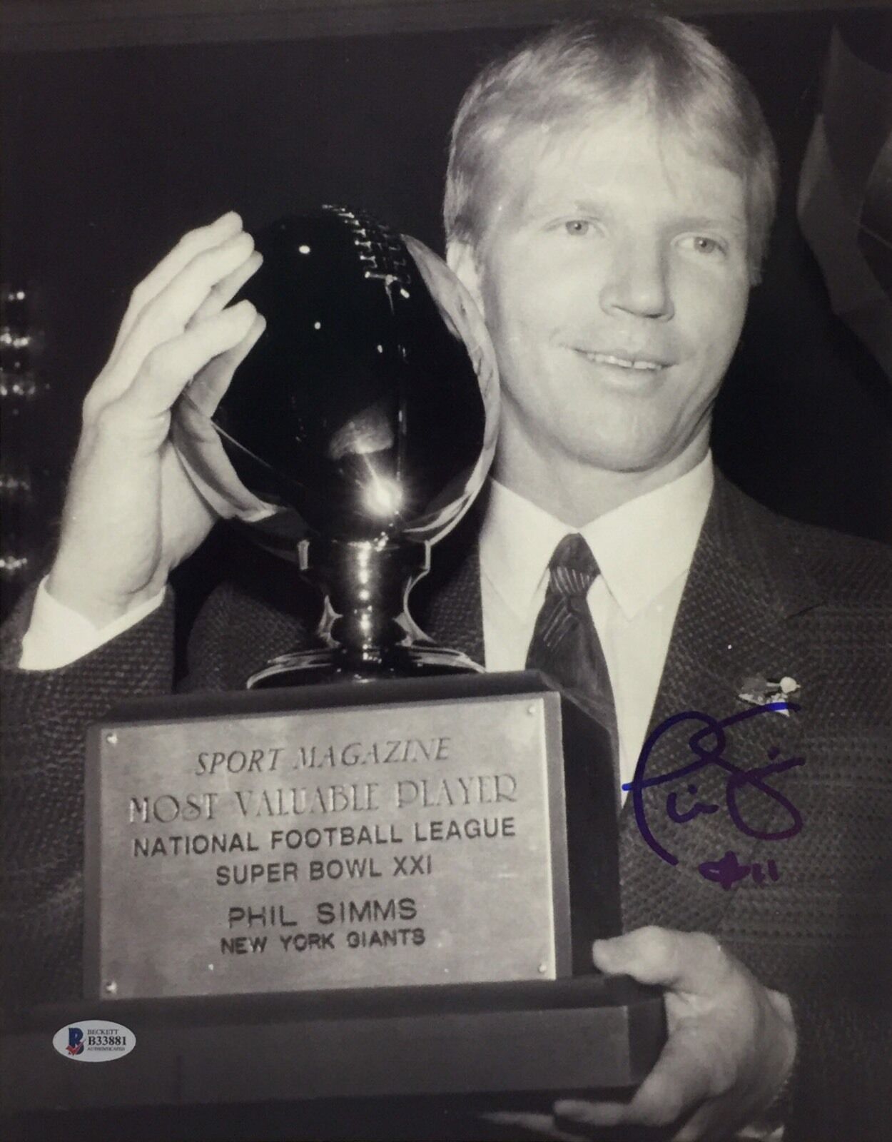 Phil Simms Signed New York Giants 11x14 Football Photo Poster painting BAS Beckett B33881