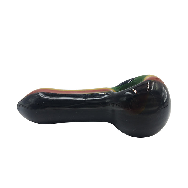 Classic Black Spoon Pipe with Green & Yellow Line