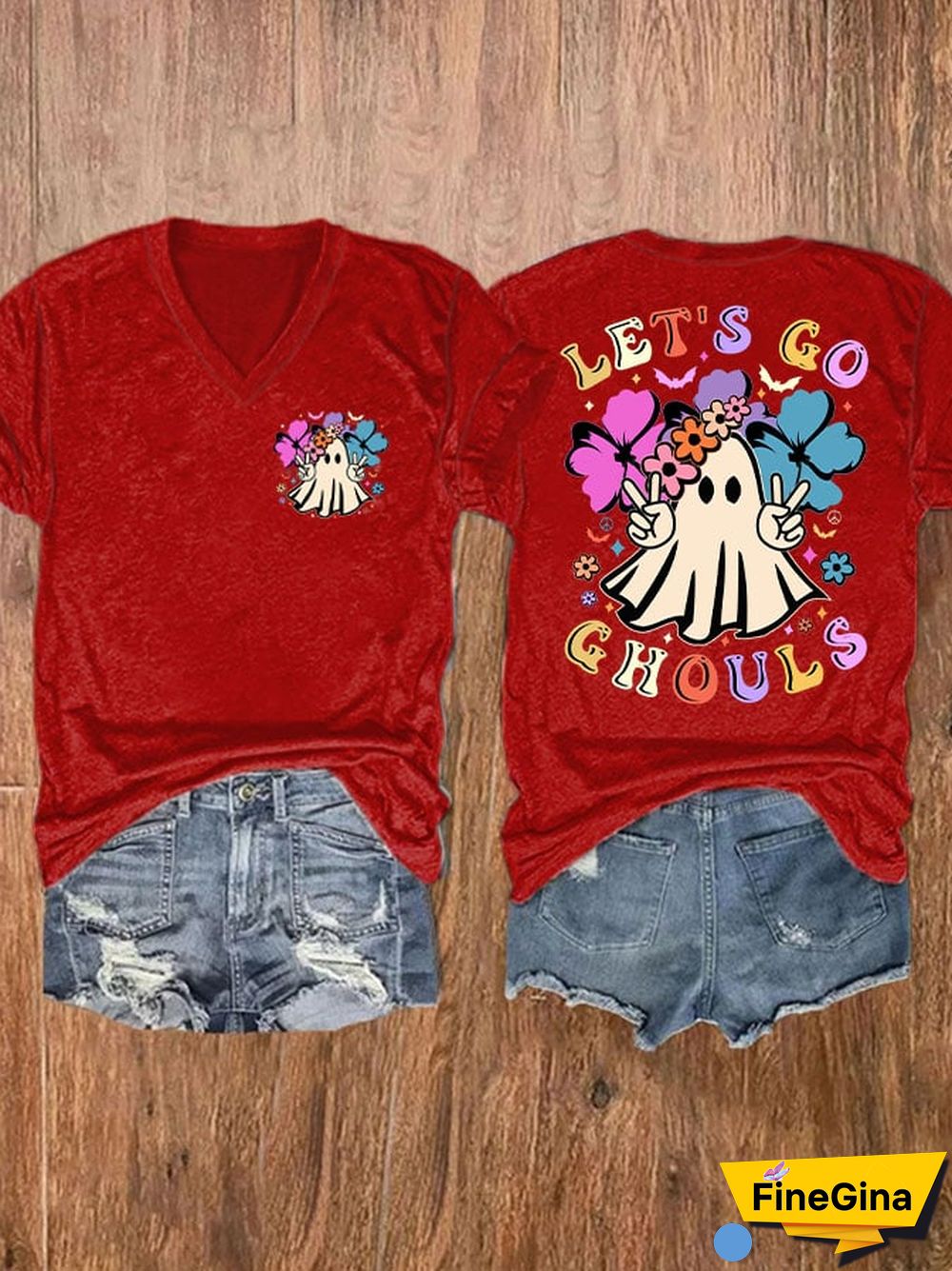 Women'S Let'S Go Ghouls Printed Short Sleeve T-Shirt