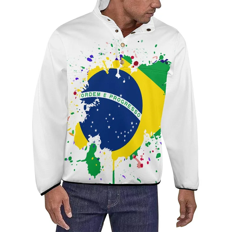 Stand Collar Sweater Brazil Flag  customized, personalized, gift