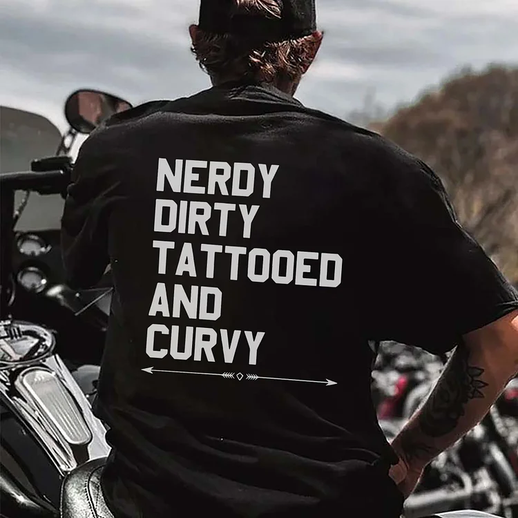 Nerdy Dirty Tattooed And Curvy Printed Men's T-shirt