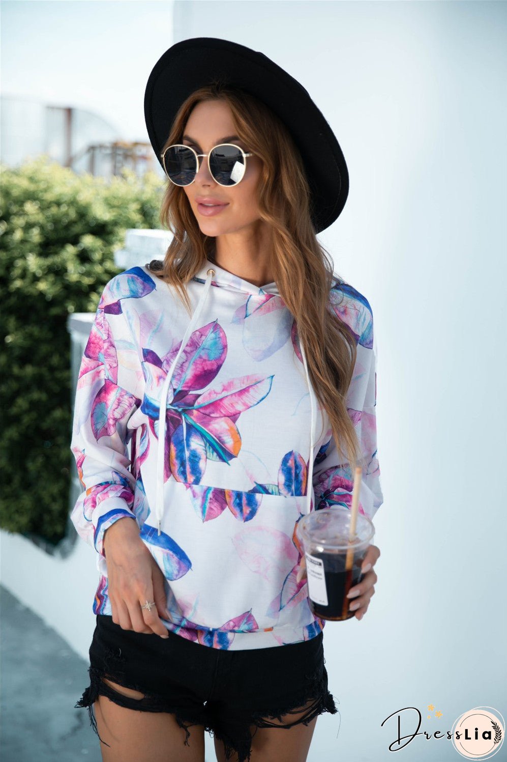 Printed Dropped Shoulder Hoodie