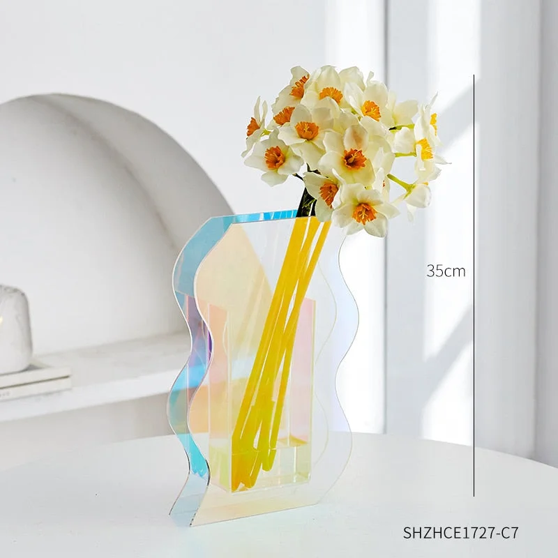 Creative Transparent Acrylic Vase Decoration Household Modern Home Decor Table Decoration Living Room Minimalist Decor Crafts
