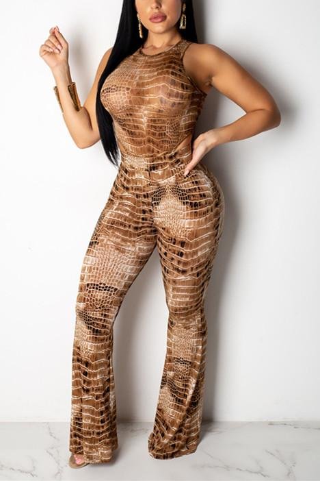 Sexy Snake Print Halter Sleeveless Set - Shop Trendy Women's Clothing | LoverChic