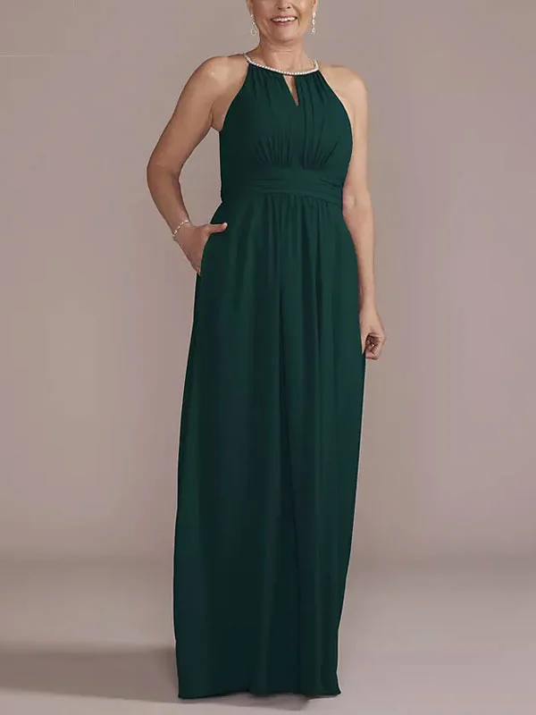 Georgette Gown with Keyhole and Jeweled Neckline