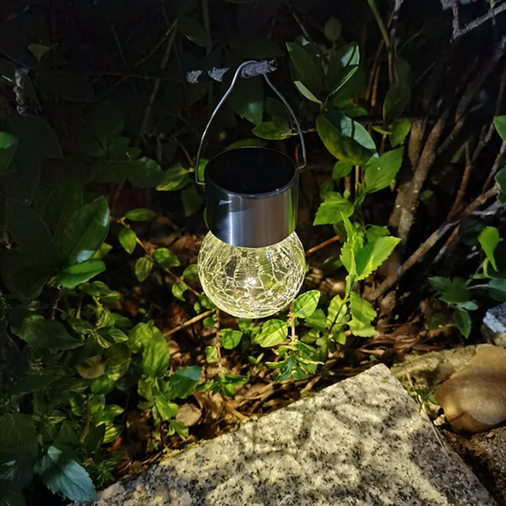 

LED Solar Lamp Cracked Glass Ball Hanging Lights Waterproof Garden Decor, 501 Original