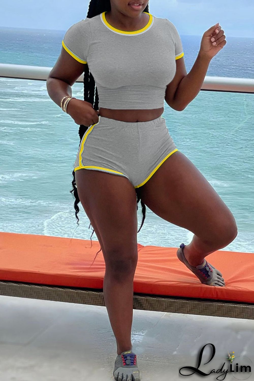 Black Fashion Casual Solid Split Joint O Neck Short Sleeve Two Pieces