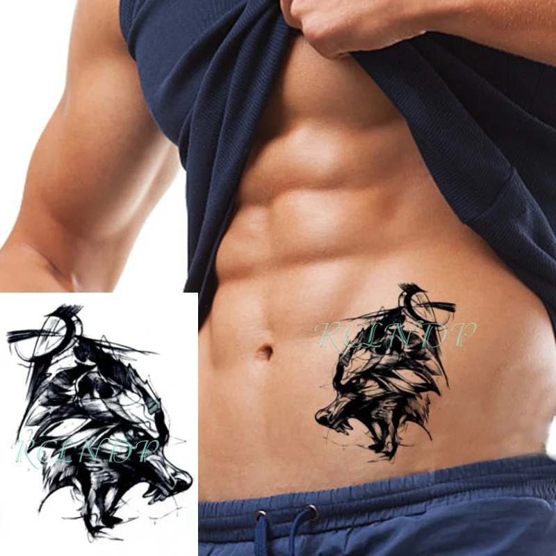 Waterproof Temporary Tattoo Sticker Wolf Forest Moon Tree Bear Animal Fake Tatoo Flash Tatto Arm Leg Body Art for Women Men