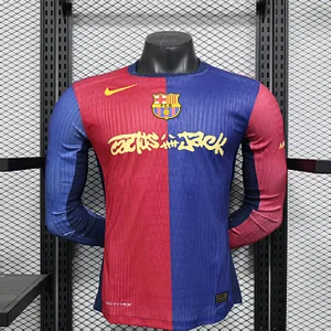 2024/2025 Player Version Long Sleeve Barcelona Home Travis Scott Joint Edition 1:1 Thai Quality