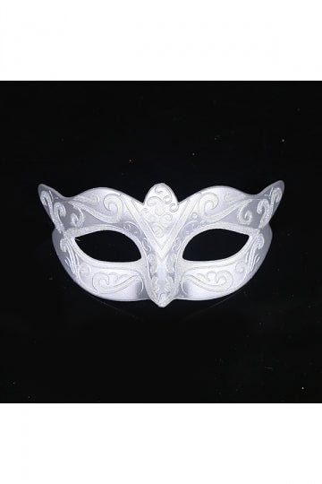 Children'S Glitter Half Face Eyes Mask For Halloween Party White-elleschic