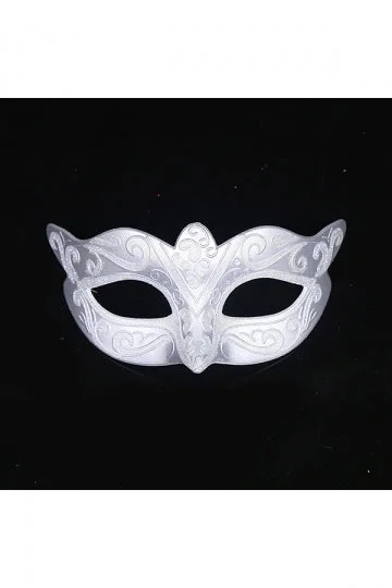 Children'S Glitter Half Face Eyes Mask For Halloween Party White-elleschic