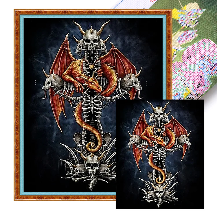 Skeleton Dragon 11CT Stamped Cross Stitch 50*60CM