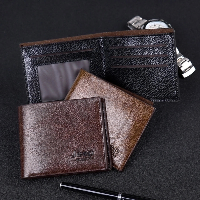 Men’s Solid Color Pu Leather Flip Cover Coin Purse