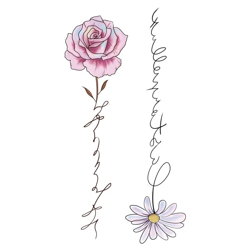 Small Waterproof Temporary Tattoo Sticker Colorful Feather Flower Leaves Planet Moon Women Body Art Wrist Neck Fake Tattoos Men