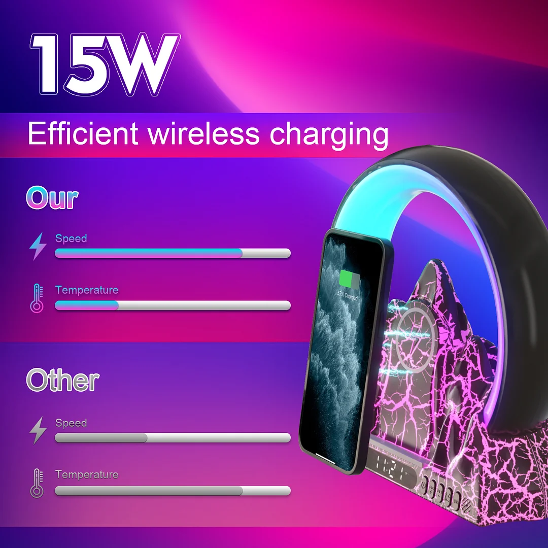 🎉Black Friday Sale🎉Wake-up lamp sunrise colorful flame mountain wireless charging atmosphere table lamp smart electronic alarm clock craft gift