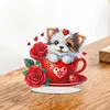 DIY Dog Rose Acrylic Special Shape Diamond Painting Desktop Ornaments