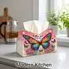 DIY Diamond Painting Tissue Box Large Capacity Resin Diamond Tissue Storager Multi-Use for Daily Office Work Outdoors Leisure Occasions (Butterfly)
