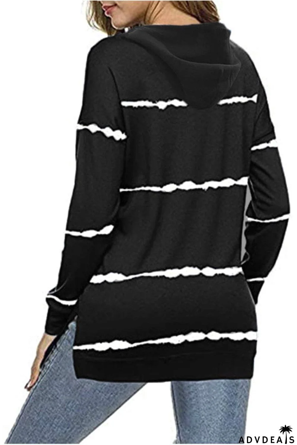 Stripe Tie Dye Cowl Neck Hoodie
