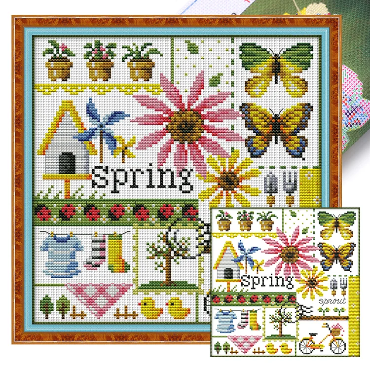 Joy Sunday Spring Of Four Seasons - Printed Cross Stitch 16CT 23*23CM