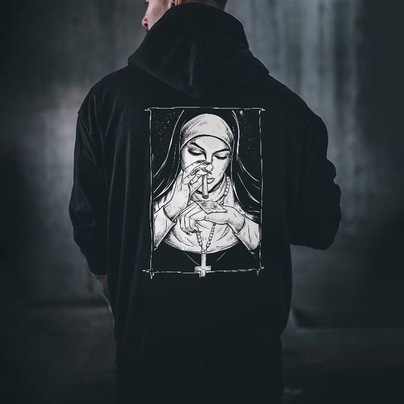 Devotional Nun Printed Men's Hoodie -  