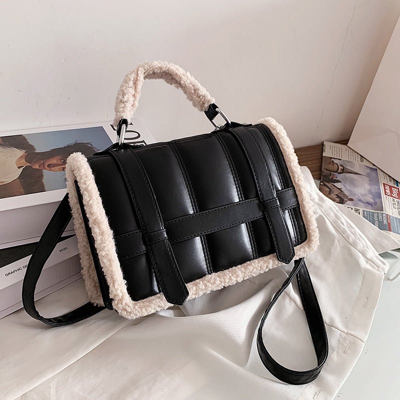 Elegant Female Plush Tote bag 2021 New High-quality PU Leather Women's Designer Handbag High capacity Shoulder Messenger Bag
