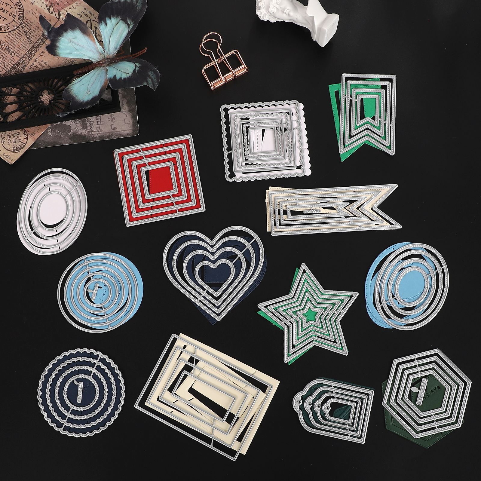 커팅 다이 - 빈티지 베이스 프레임 홀로우 보더 기하학 풍경