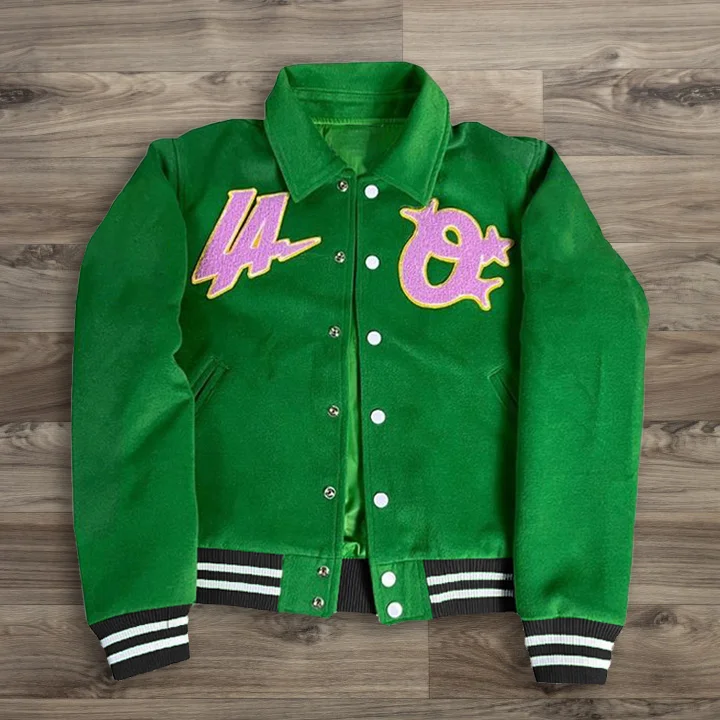 Woolen Colorblock Baseball Jacket