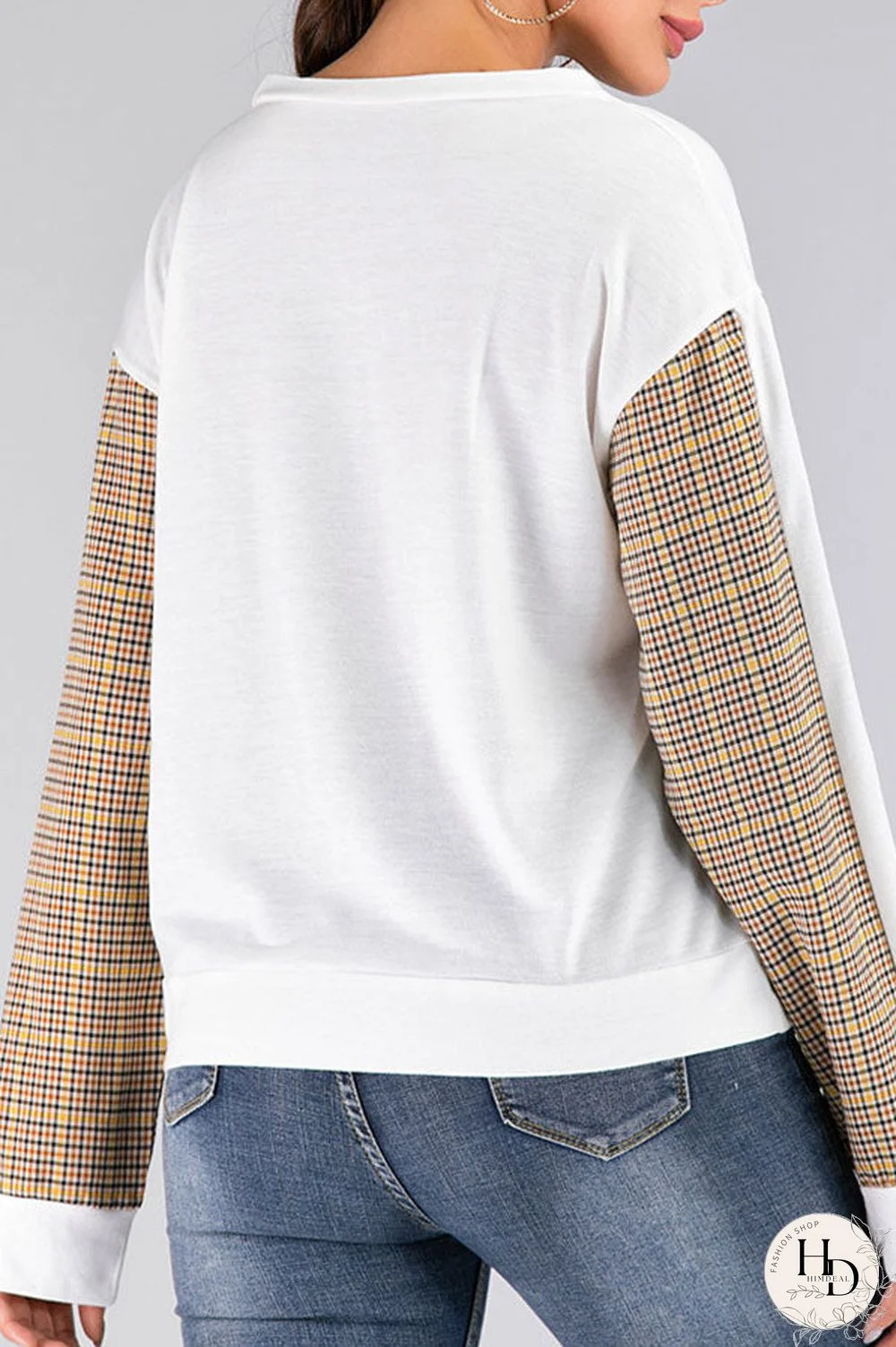 Check Patched Scoop Sweatshirt