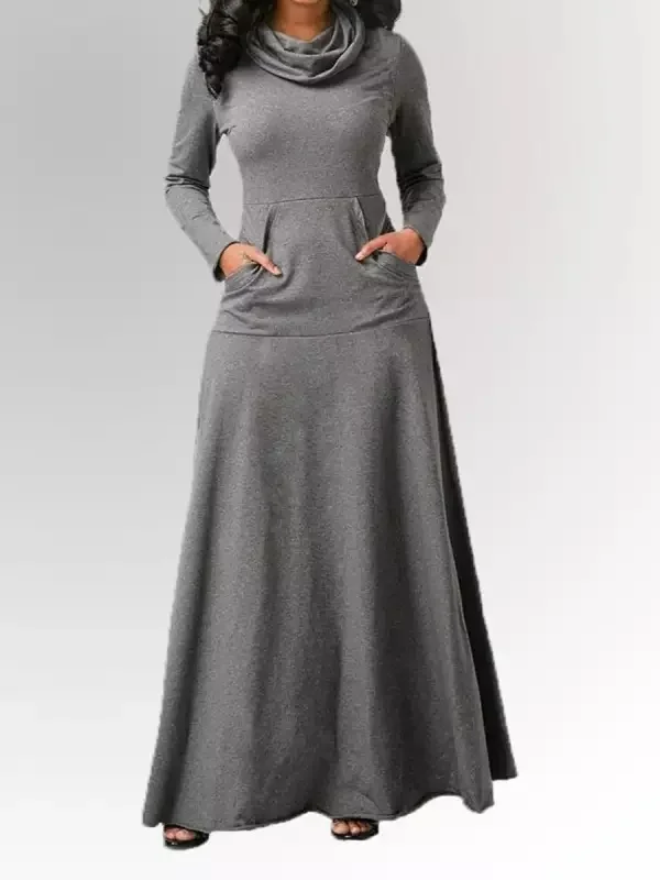 Women's Long Sleeve Solid Color Maxi Dress