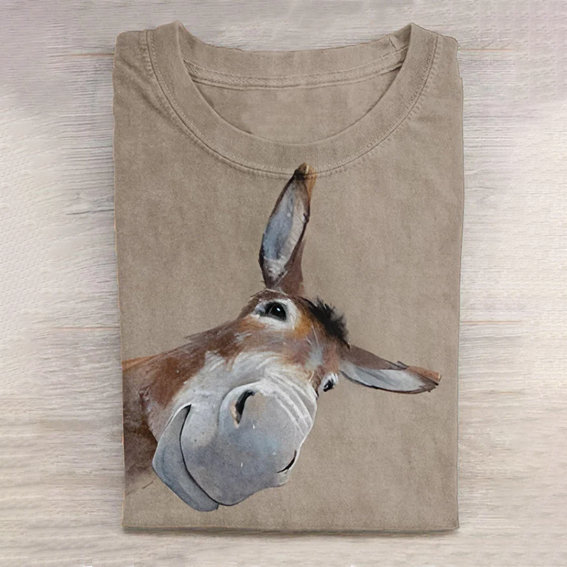 Horse Print Long Sleeve Casual T-Shirt