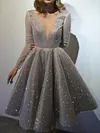 Shiny Long Sleeves Midi Dress