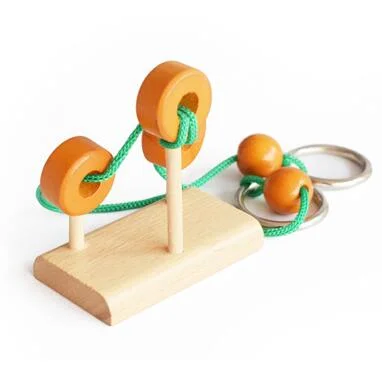 Mini Size IQ Wooden Rope Puzzle Mind Brain Puzzles Game for Adults Children