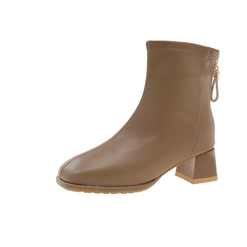 Yyvonne Boots Women's New 2025 Autumn And Winter Naked Boots Femininity Retro Short Boots Women's Heads Thick And Single Boots Women