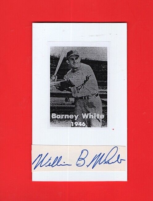 BARNEY WHITE-BROOKLYN DODGERS 3X5 AUTOGRAPHED CUT W/ ROOKIE Photo Poster painting-(d.2002)